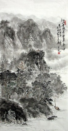 四尺名家水墨山水《江山无限景》 - 山水画- 99字画网