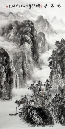【已售】四尺名家水墨山水《观瀑亭》