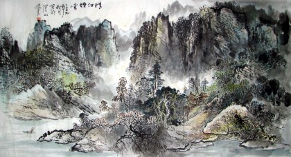 【已售】杨春六尺山水《清江烟云》
