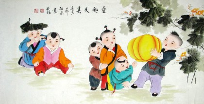 【已售】三尺儿童卧室挂画《童趣天真》