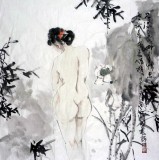 【已售】四尺斗方仕女图《情思》