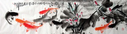 【已售】六尺对开连年有余《清趣图》