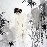 四尺斗方仕女图《情思》