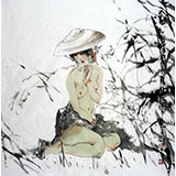 四尺斗方仕女图《风韵》