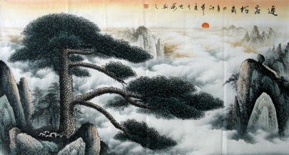 【已售】六尺精品山水画《迎客松》