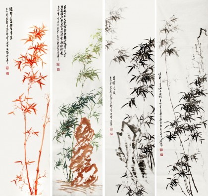 【已售】孙启珺竹子四条屏