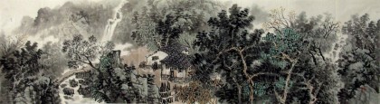 【已售】六尺对开国画山水《秋色》