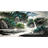 【已售】六尺客厅山水画《春风百草香》