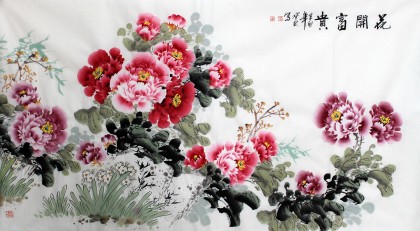 王宝钦六尺牡丹图《花开富贵》