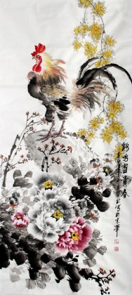 【已售】王宝钦精品四尺雄鸡《鸡鸣富贵春》(询价)