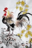 【已售】王宝钦精品四尺雄鸡《鸡鸣富贵春》(询价)