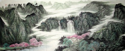 【已售】小八尺公司山水画《幽石山乡》