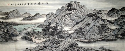 【已售】小六尺国画山水《依山傍水好家居》