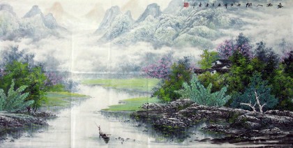 【已售】四尺山水国画《春满人间》