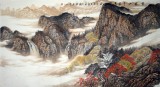 【已售】六尺国画山水《云雾山中飞泉声》