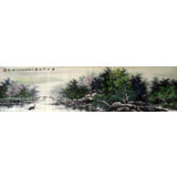 四尺对开山水《春风桃花溪》