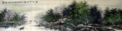 【已售】四尺对开山水《春风桃花溪》