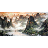 四尺国画山水《群峰朝晖入画图》