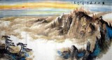 【已售】六尺国画山水《黄山日出》