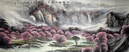 【已售】小八尺国画山水《山乡春正浓》