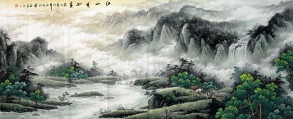 小八尺国画山水《江山美如画》