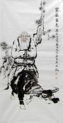 【已售】四尺国画老子出关图《紫气东来》