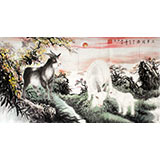 【已售】三尺风水吉祥国画《三羊开泰》-4