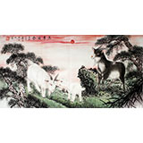 三尺风水吉祥国画《三羊开泰》-3