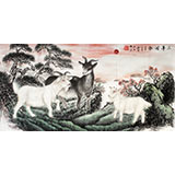 三尺风水吉祥国画《三羊开泰》-1