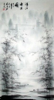 【已售】三尺山水国画《清江鱼乐图》