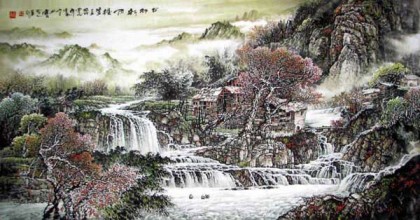 【已售】李云友四尺山水画《古村新雨》