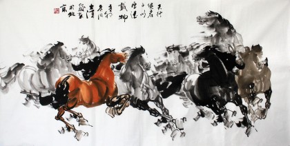 【已售】黄江四尺八骏图《天行健》