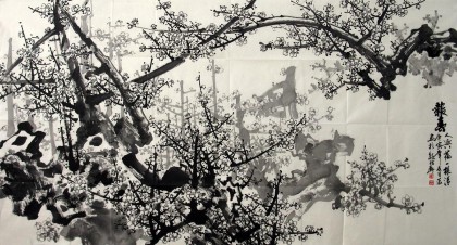 【已售】六尺国画梅花《报春》