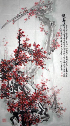 【已售】六尺国画梅花《报春图》