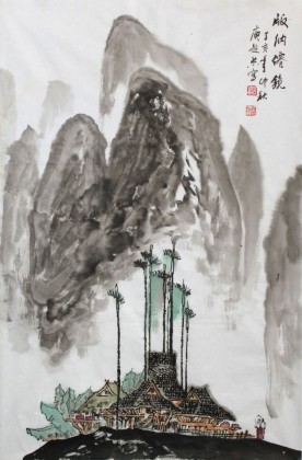 【已售】旧藏特卖 庾超然 四尺三开作品《版纳仙境》