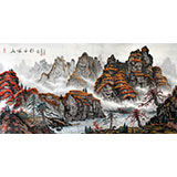 蒲家瑞四尺秋景山水《幽岩丹彩》