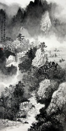 【已售】龙高建四尺水墨山水《深云半雨声》