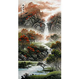 龙高建六尺精品山水画《峰高泉青》
