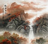 【已售】龙高建六尺精品山水画《峰高泉青》