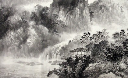 【已售】客厅装饰山水画四尺《雨后泉声》