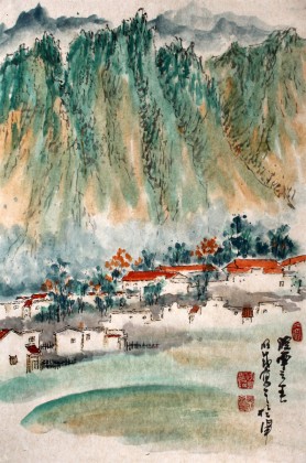 【已售】李明成四尺三开山水画《岭南之春》