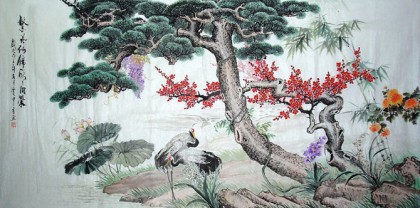 【已售】八尺巨幅花鸟画《繁花似锦》