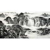 办公室六尺山水画《松谷泉鸣》