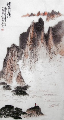 李明成三尺写意山水画《烟海松涛》