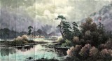 【已售】朝鲜一级画家昌实《小溪之夜》