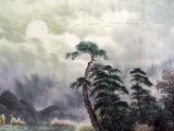 【已售】朝鲜一级画家昌实《小溪之夜》