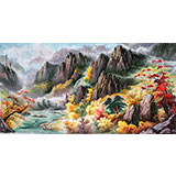 【已售】六尺朝鲜风景画《金刚山之秋》