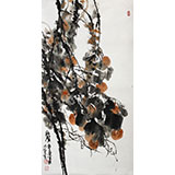 李明成三尺水墨柿子图《秋馨》