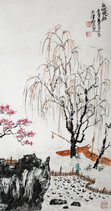 【已售】李明成三尺诗意江南《水暖鸭肥》