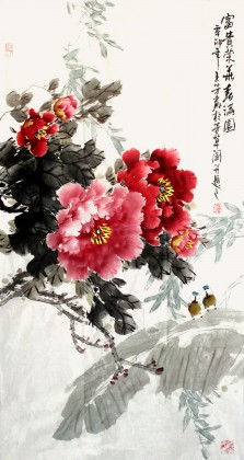 【已售】王芳三尺牡丹画《富贵荣华春满园》